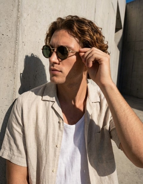 Sanches Özel Seri — El Yapımı Polarize Yuvarlak Retro Güneş Gözlüğü  48 mm Asetat çerçeve Titanyum Detay Kahve Mat Altın