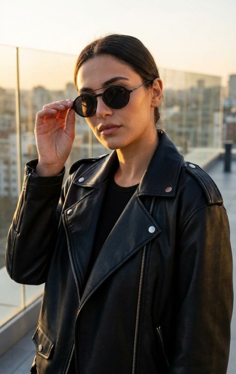 Sanches Polarize Kemik Çerçeve Titanyum Sap Polarize  Güneş Gözlüğü Siyah