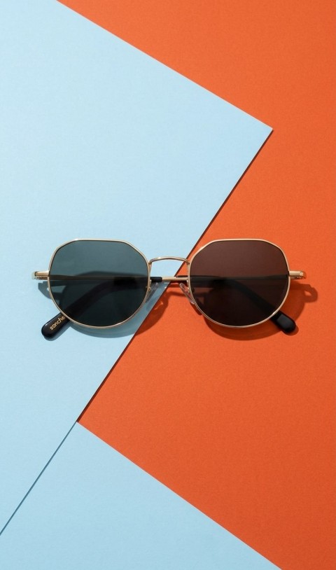 Sanches Premium Geometrik Güneş Gözlüğü 52mm Altın Çerçeve Yeşil Cam