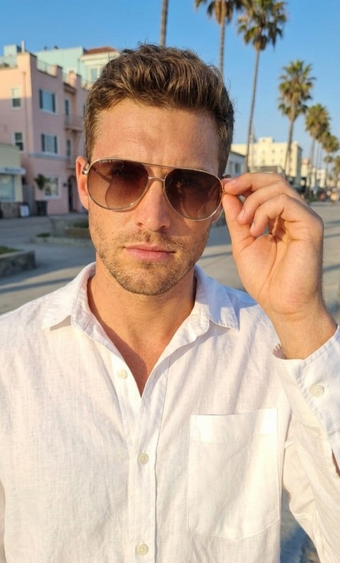 Sanches Premium Polarize Altın Metal Güneş Gözlüğü  Mücevher Detaylı Titanyum Çerçeve Kahve Geçişli  Polarize Cam 60mm L