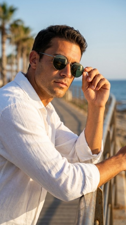 Sanches Premium Titanyum Gun Metal Yuvarlak Polarize Güneş Gözlüğü 49mm