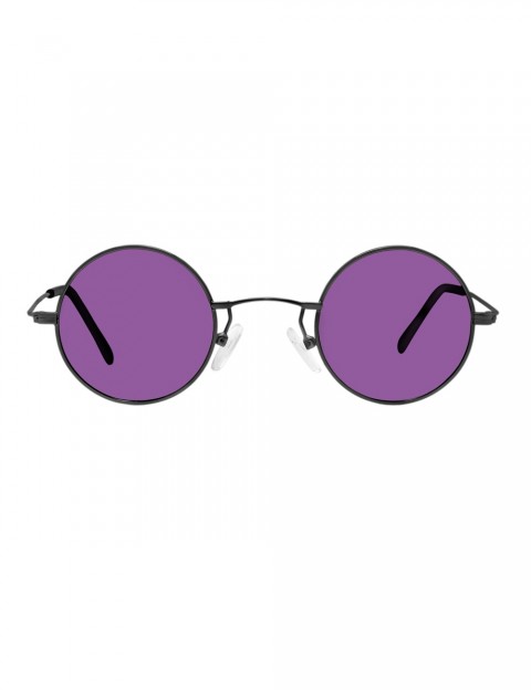 Sanches Vintage Yuvarlak Polarize Güneş Gözlüğü Siyah çerçeve Mor Cam 42mm