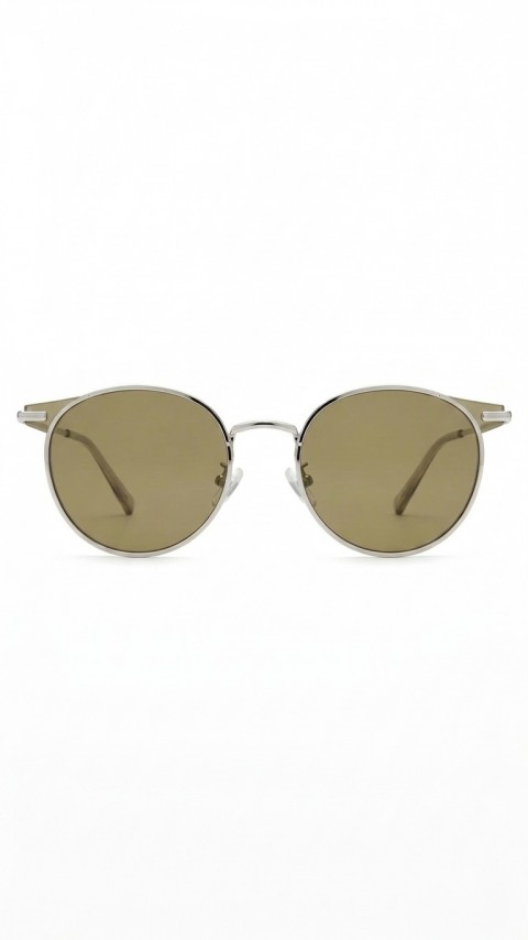 Sanches Yuvarlak Metal Güneş Gözlüğü – Olive  UV400 Koruma | Unisex 52mm L beden