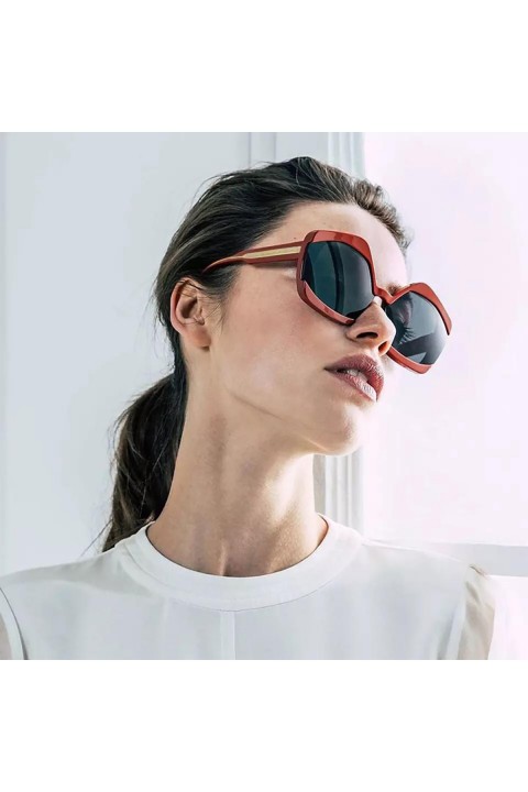 Sofistike Vintage Geometrik Büyük Siyah Kemik Kadın Güneş Gözlüğü Pk008sy Uv400 Cam Korumalı