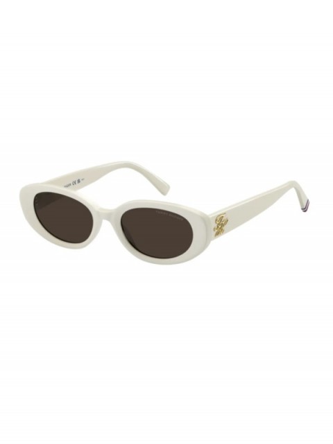 Tommy Hilfiger TH 2344/S/US SZJ 70 Kadın Güneş Gözlüğü – Ivory Eco Asetat Oval Çerçeve | Kahverengi Cam | UV400 Koruma