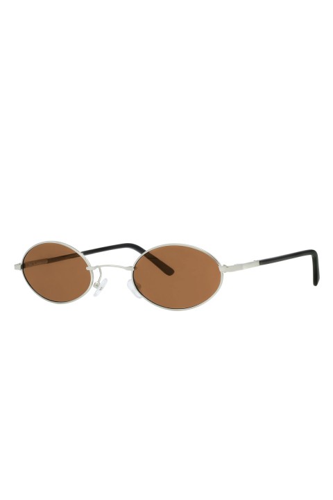 Unisex Kahverengi Gümüş Renk Polarize Oval Güneş Gözlüğü 6005