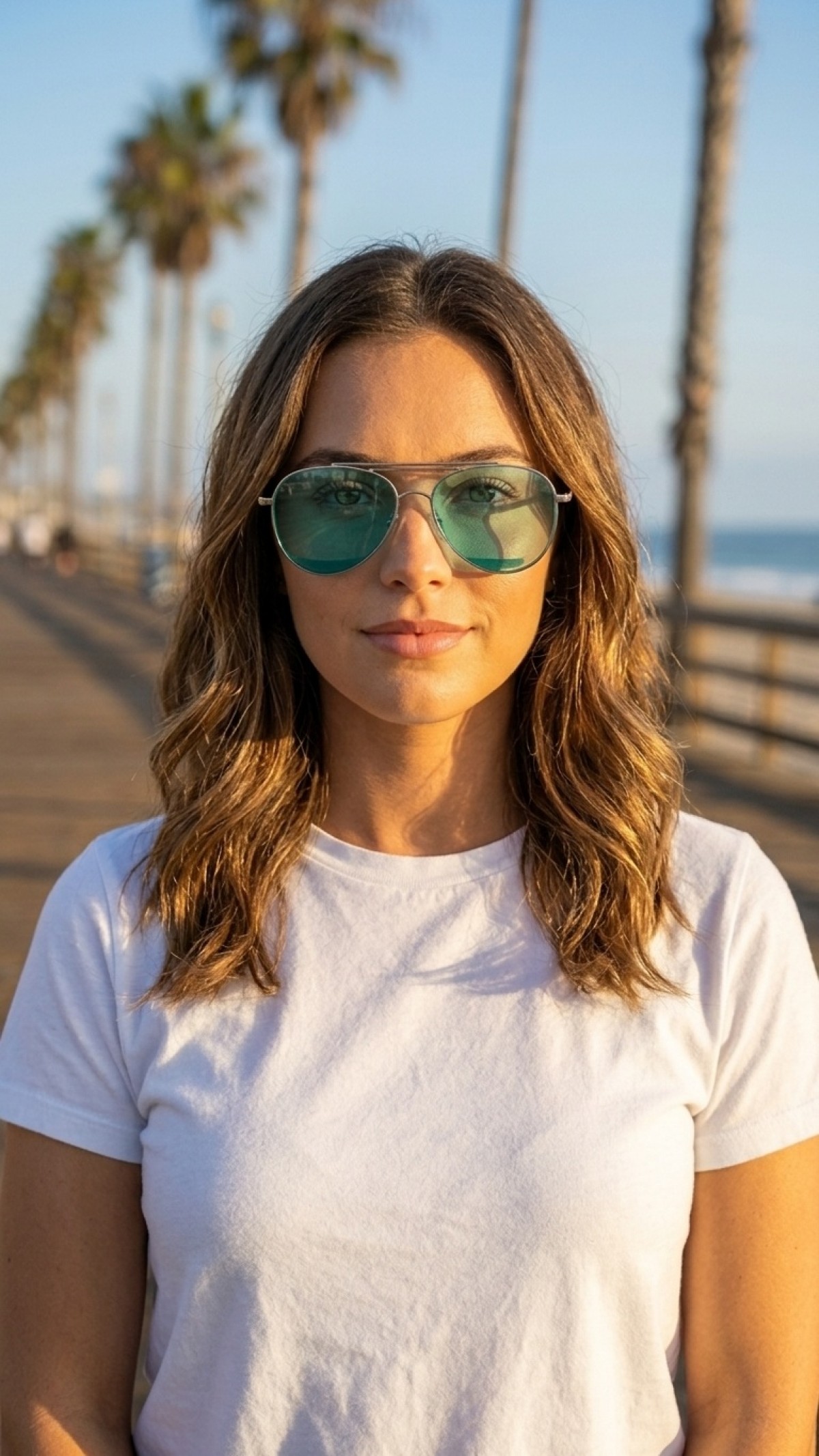 Sanches BEYOU Koleksiyonu Çift Köprülü Pilot Güneş Gözlüğü Yeşil Şeffaf UV400 55mm Medium