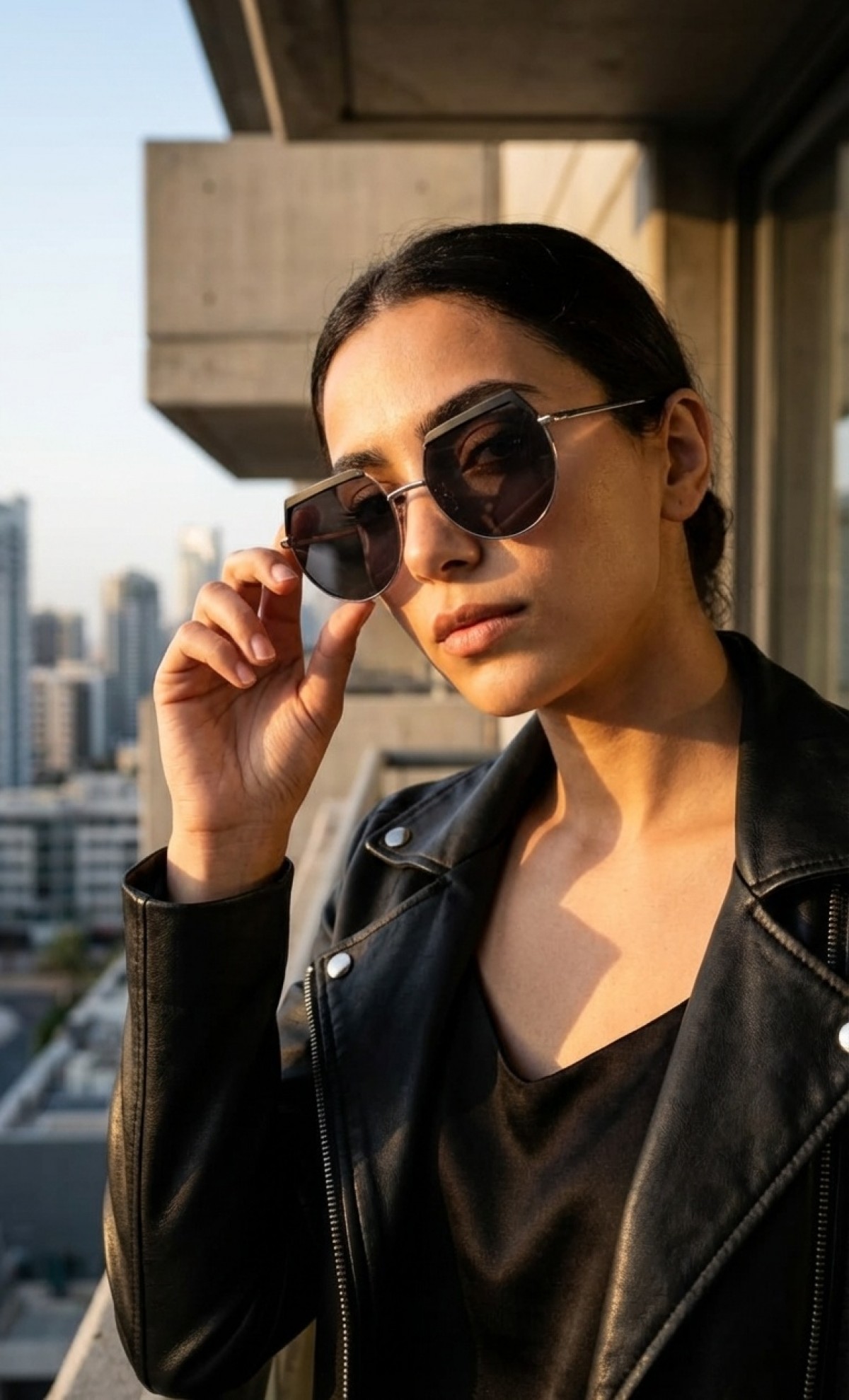 Sanches Geometrik Kore Tarzı Kadın Güneş Gözlüğü  56 mm Siyah Metal çerçeve Siyah  UV400 Koruma Cam  Yeni Sezon