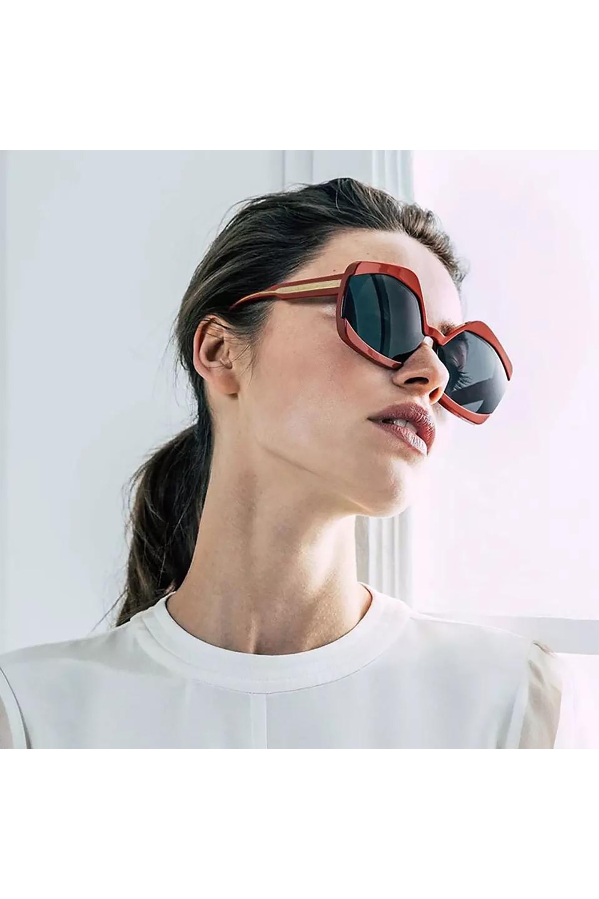 Sofistike Vintage Geometrik Büyük Siyah Kemik Kadın Güneş Gözlüğü Pk008sy Uv400 Cam Korumalı