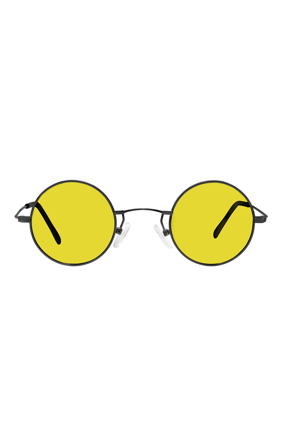 Vintage Yuvarlak Polarize Siyah Güneş Gözlüğü Sarı Cam Vintage 42.11