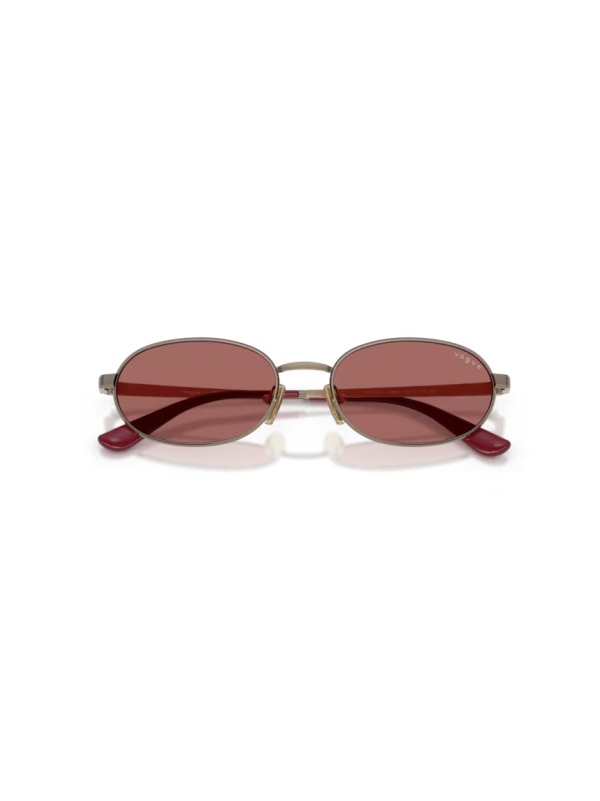 Vogue 0VO4353S 513869  Kadın Güneş Gözlüğü – Açık Kahverengi Metal Çerçeve | Koyu Menekşe Cam | Oval